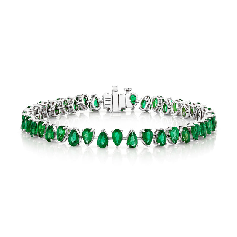 Reverse Water Drop Emerald Tennis Bracelet | Ready to Ship by Logan Hollowell Jewelry