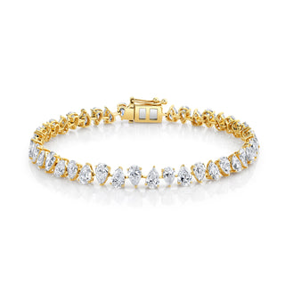 Reverse Water Drop Diamond Goddess Bracelet 6" Yellow Gold Natural by Logan Hollowell Jewelry