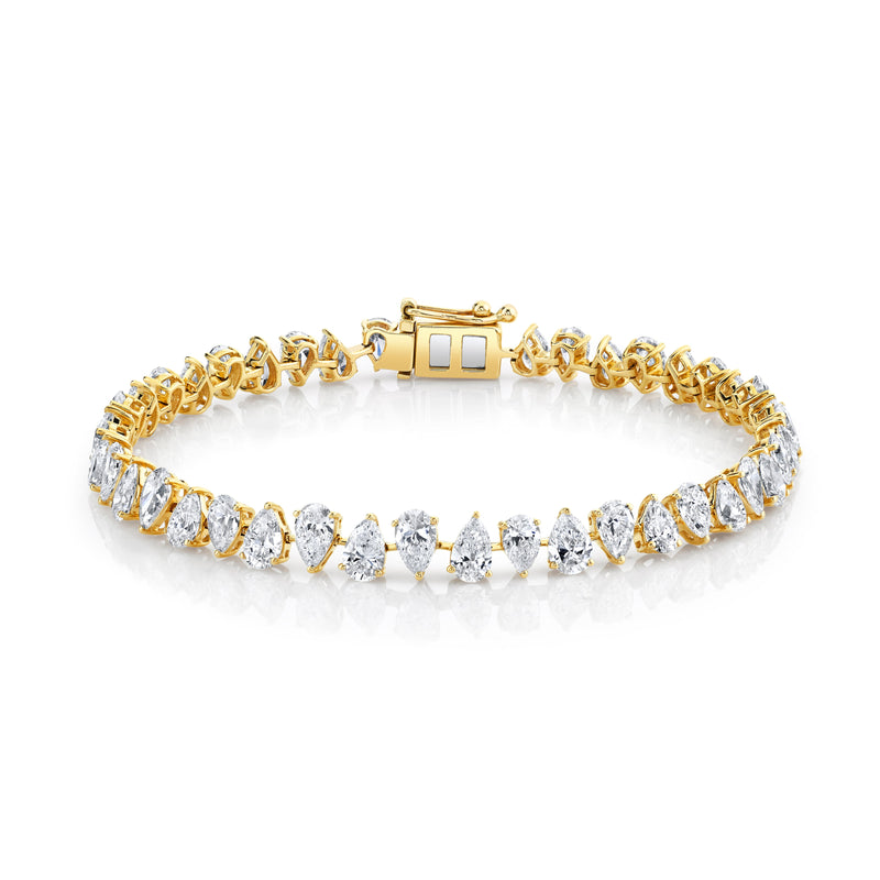 Reverse Water Drop Lab Created Diamond Tennis Bracelet Yellow Gold 6.5" Lab-Created by Logan Hollowell Jewelry