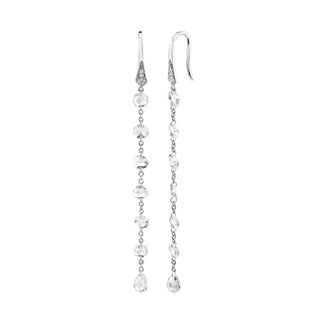 Eau de Rose Cut Diamond Drop Earrings White Gold Pair  by Logan Hollowell Jewelry