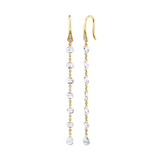 Eau de Rose Cut Diamond Drop Earrings Yellow Gold Pair  by Logan Hollowell Jewelry