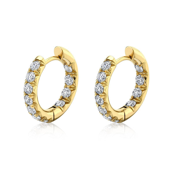 Inside Out French Pavé Diamond Hoops Yellow Gold   by Logan Hollowell Jewelry