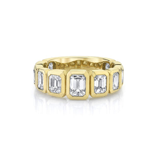 Graduated Emerald Cut Diamond Band 4 Yellow Gold 11 Diamond by Logan Hollowell Jewelry