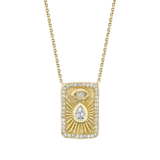 Angel Eye Shield Necklace with Pavé Diamonds Yellow Gold 16"-18"  by Logan Hollowell Jewelry