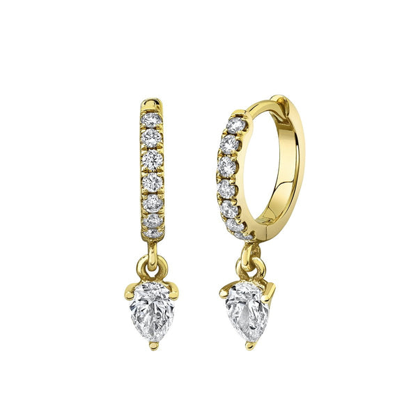 Diamond Water Drop Goddess Hoops | Ready to Ship Yellow Gold Single by Logan Hollowell Jewelry