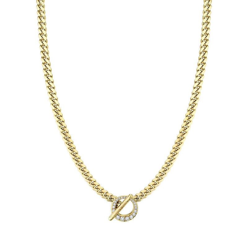 Queen Cuban Choker with Pavé Diamond Unity Toggle | Ready to Ship Yellow Gold 14" by Logan Hollowell Jewelry