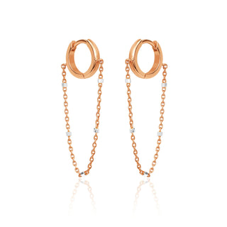 Mini Goddess Twinkle Chain Hoops Rose Gold Pair  by Logan Hollowell Jewelry