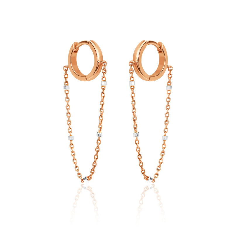 Mini Goddess Twinkle Chain Hoops Rose Gold Pair  by Logan Hollowell Jewelry