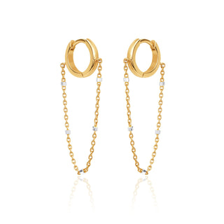 Mini Goddess Twinkle Chain Hoops Yellow Gold Pair  by Logan Hollowell Jewelry