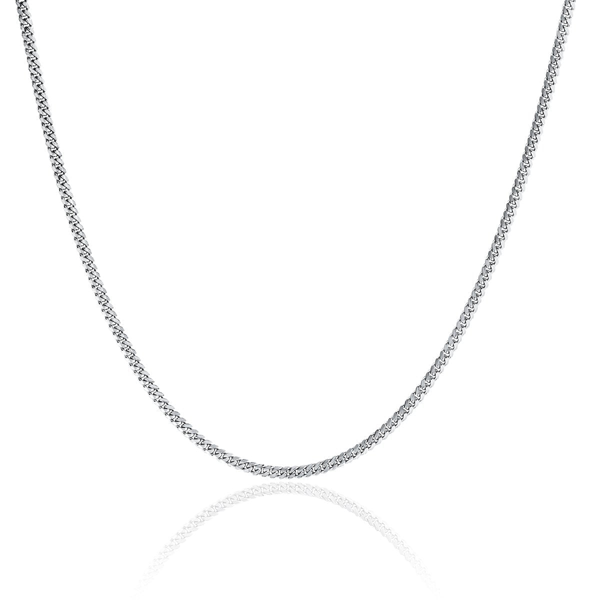 Men's Medium Cuban Chain Necklace White Gold 18" by Logan Hollowell Jewelry