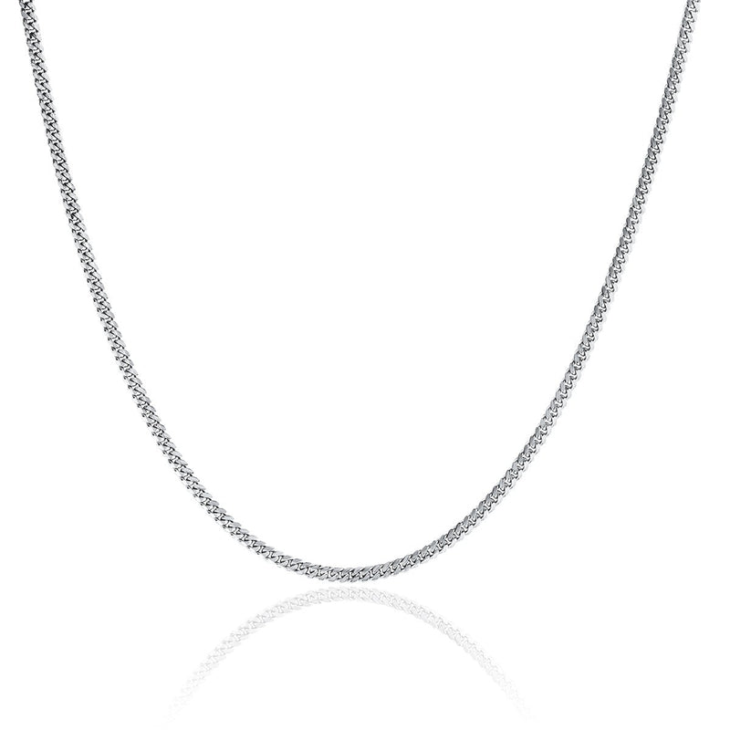 Men's Medium Cuban Chain Necklace White Gold 18" by Logan Hollowell Jewelry