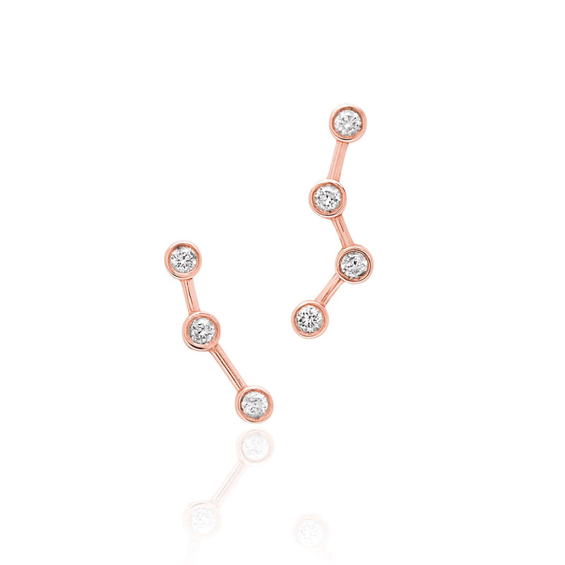 Ursa Major Diamond Split Studs Rose Gold Pair  by Logan Hollowell Jewelry