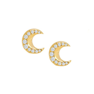 Crescent Gold Studs with Diamonds – Logan Hollowell