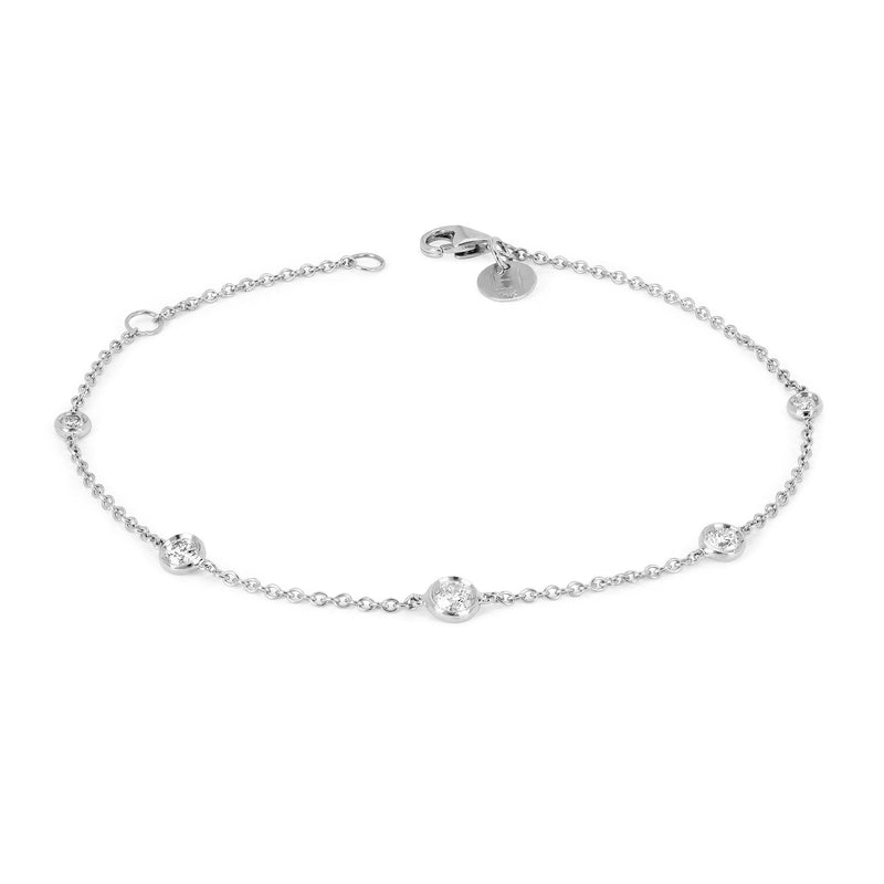 5 Diamond Orbit Bezel Bracelet White Gold   by Logan Hollowell Jewelry