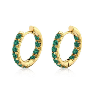 Inside Out Emerald French Pavé Hoops Yellow Gold   by Logan Hollowell Jewelry