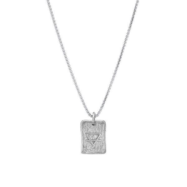 Earth Element Plate Necklace White Gold 18" by Logan Hollowell Jewelry