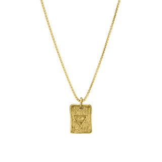 Earth Element Plate Necklace 18" Yellow Gold  by Logan Hollowell Jewelry