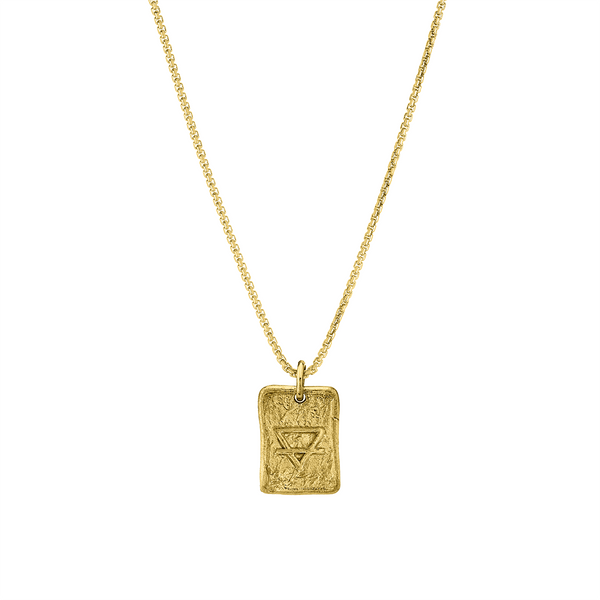 Earth Element Plate Necklace Yellow Gold 18" by Logan Hollowell Jewelry