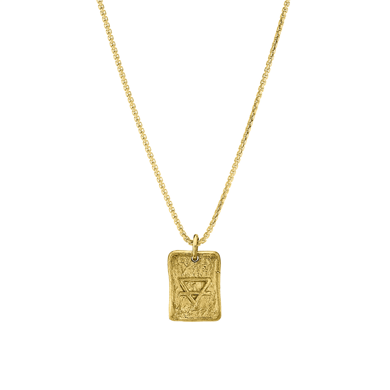 Earth Element Plate Necklace Yellow Gold 18" by Logan Hollowell Jewelry