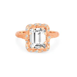 Queen Emerald Cut Diamond Setting with Sprinkled Halo Rose Gold   by Logan Hollowell Jewelry
