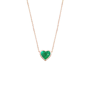 Floating Heart Shaped Emerald Necklace 16" Rose Gold  by Logan Hollowell Jewelry