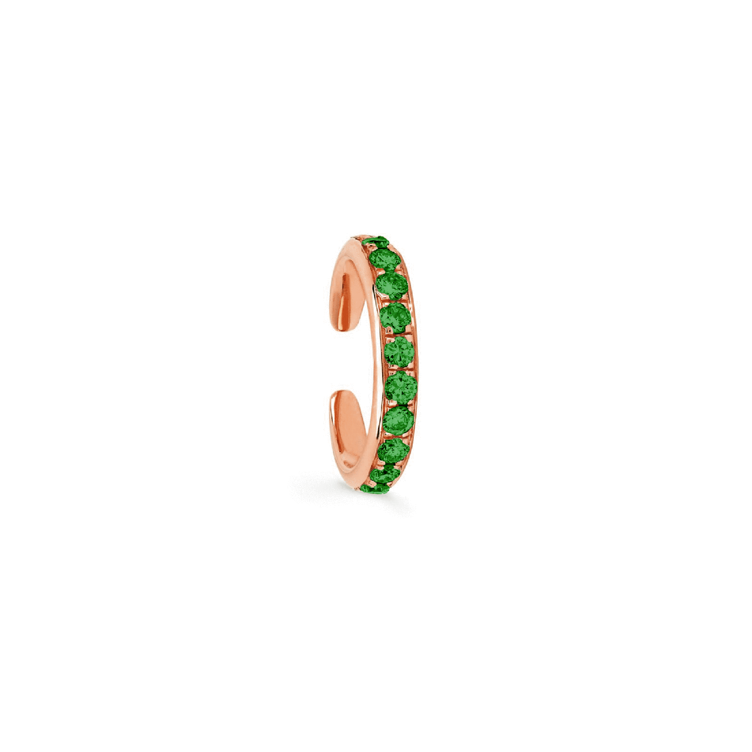 Single Row Emerald Ear Cuff Rose Gold   by Logan Hollowell Jewelry
