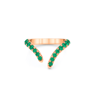 French Pavé Emerald Tusk Ring 4.5 Rose Gold  by Logan Hollowell Jewelry