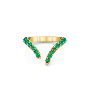 French Pavé Emerald Tusk Ring 4.5 Yellow Gold  by Logan Hollowell Jewelry