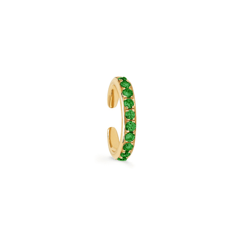 Single Row Emerald Ear Cuff | Ready to Ship Yellow Gold by Logan Hollowell Jewelry