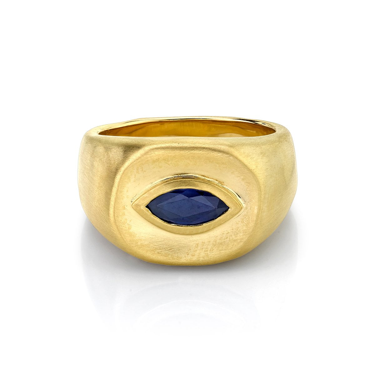 Men's Marquise Sapphire Eye Ring | Ready to Ship Yellow Gold 6 by Logan Hollowell Jewelry