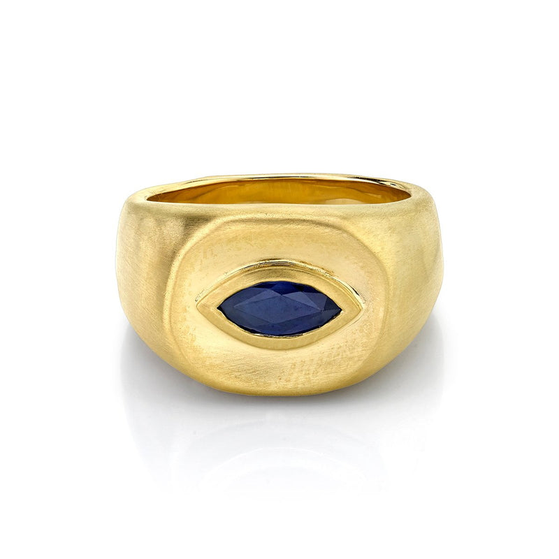 Men's Marquise Sapphire Eye Ring | Ready to Ship Yellow Gold 6 by Logan Hollowell Jewelry