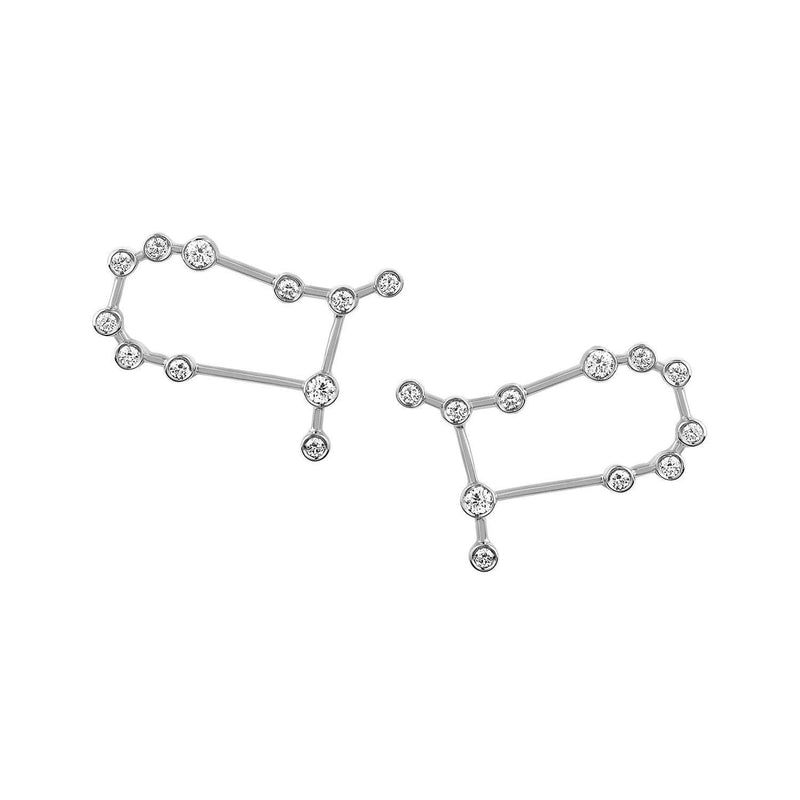 Petite Gemini Diamond Constellation Studs White Gold Pair by Logan Hollowell Jewelry