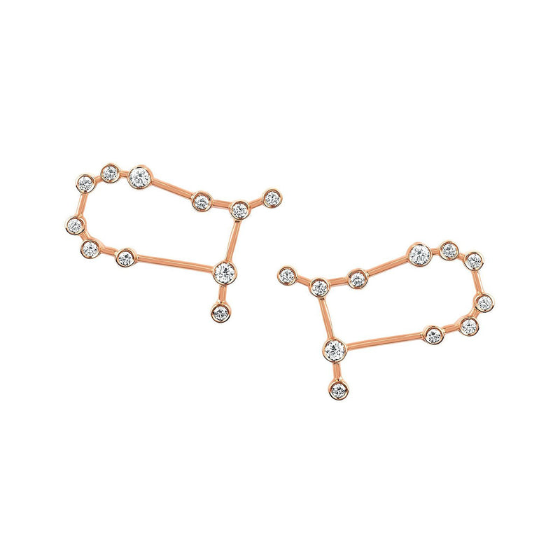 Petite Gemini Diamond Constellation Studs Rose Gold Pair by Logan Hollowell Jewelry
