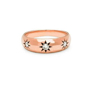 Star Set Rounded Ring Rose Gold 4  by Logan Hollowell Jewelry
