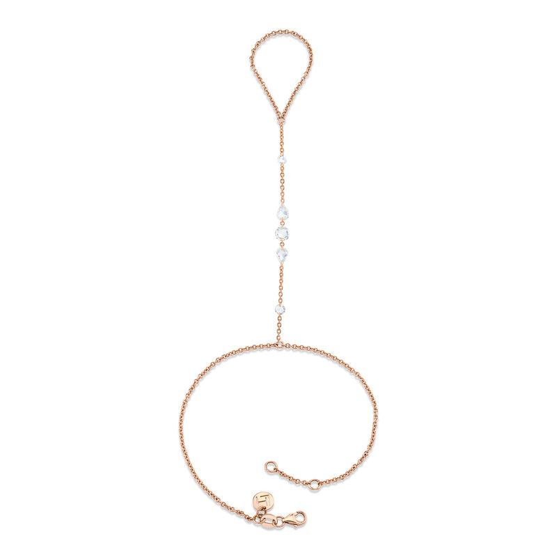 Eau de Rose Cut Iris Diamond Hand Chain Rose Gold by Logan Hollowell Jewelry