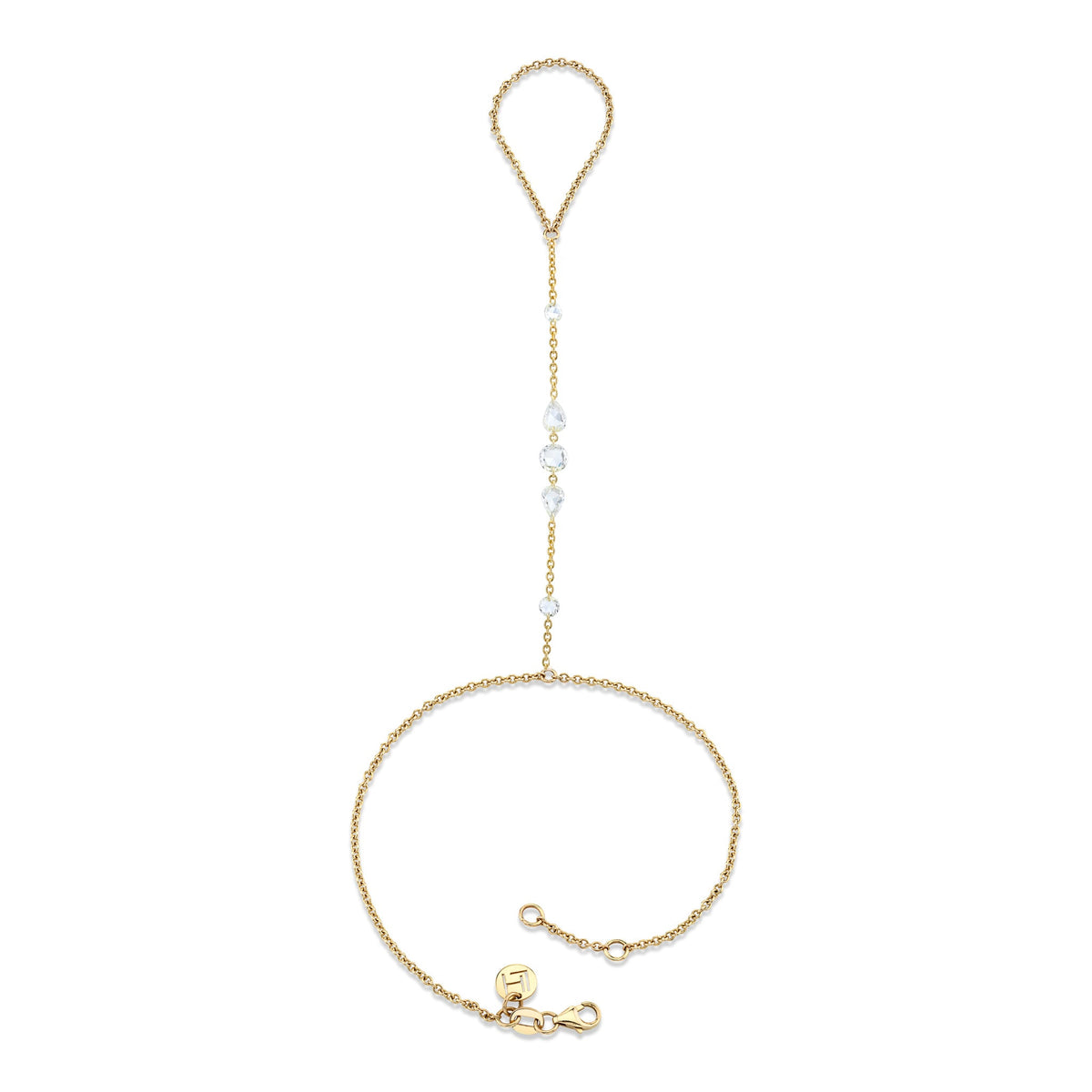 Eau de Rose Cut Iris Diamond Hand Chain | Ready to Ship Yellow Gold by Logan Hollowell Jewelry
