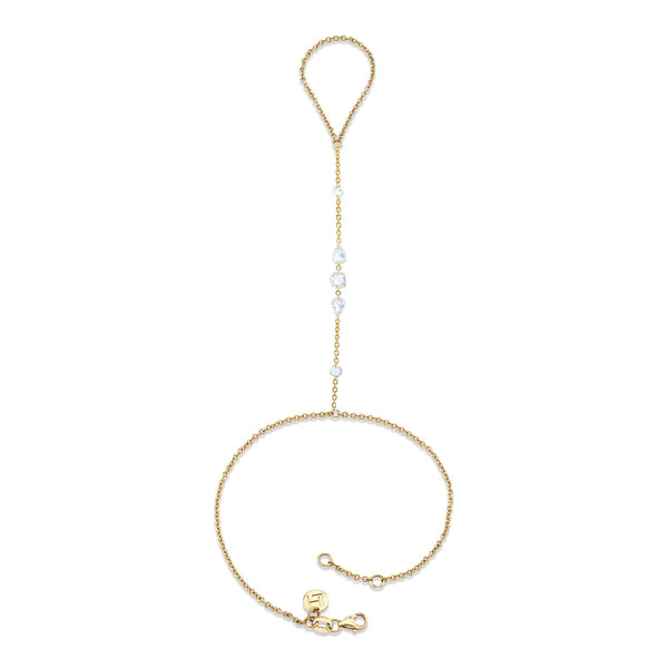 Eau de Rose Cut Iris Diamond Hand Chain | Ready to Ship Yellow Gold by Logan Hollowell Jewelry