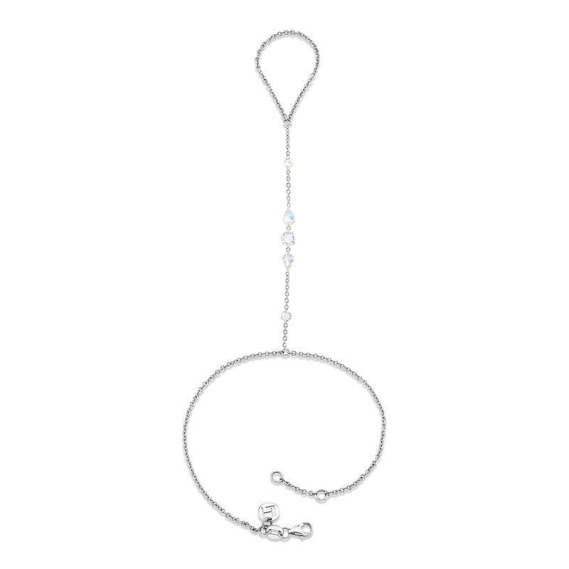Eau de Rose Cut Iris Diamond Hand Chain White Gold by Logan Hollowell Jewelry