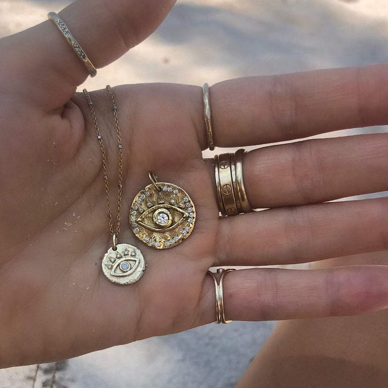 Moonstone Petite Eye of Protection Coin Pendant by Logan Hollowell Jewelry
