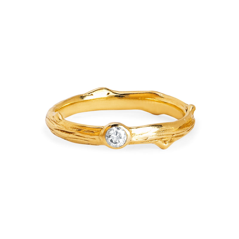 Rose Thorn Single Diamond Band | Ready to Ship Yellow Gold 5 by Logan Hollowell Jewelry