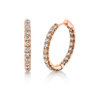 Large Inside Out French Pavé Diamond Hoops by Logan Hollowell Jewelry