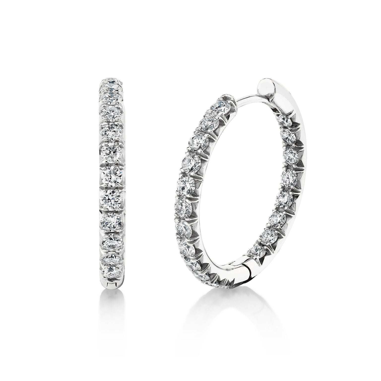Large Inside Out French Pavé Diamond Hoops by Logan Hollowell Jewelry