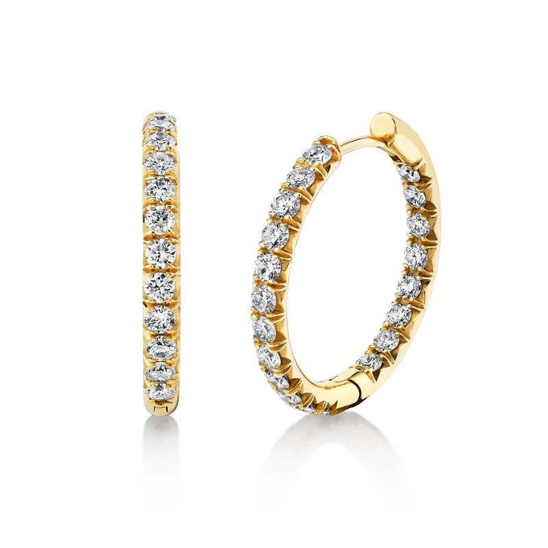 Large Inside Out French Pavé Diamond Hoops Yellow Gold by Logan Hollowell Jewelry