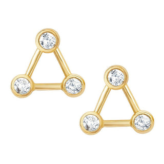 Summer Triangle Diamond Constellation Earrings Yellow Gold Pair by Logan Hollowell Jewelry