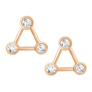 Summer Triangle Diamond Constellation Earrings Rose Gold Pair by Logan Hollowell Jewelry