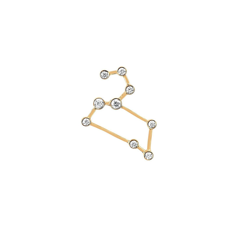 Petite Leo Diamond Constellation Studs Yellow Gold Single Left by Logan Hollowell Jewelry