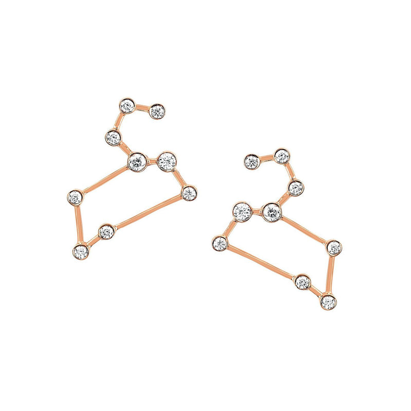 Petite Leo Diamond Constellation Studs Rose Gold Pair by Logan Hollowell Jewelry