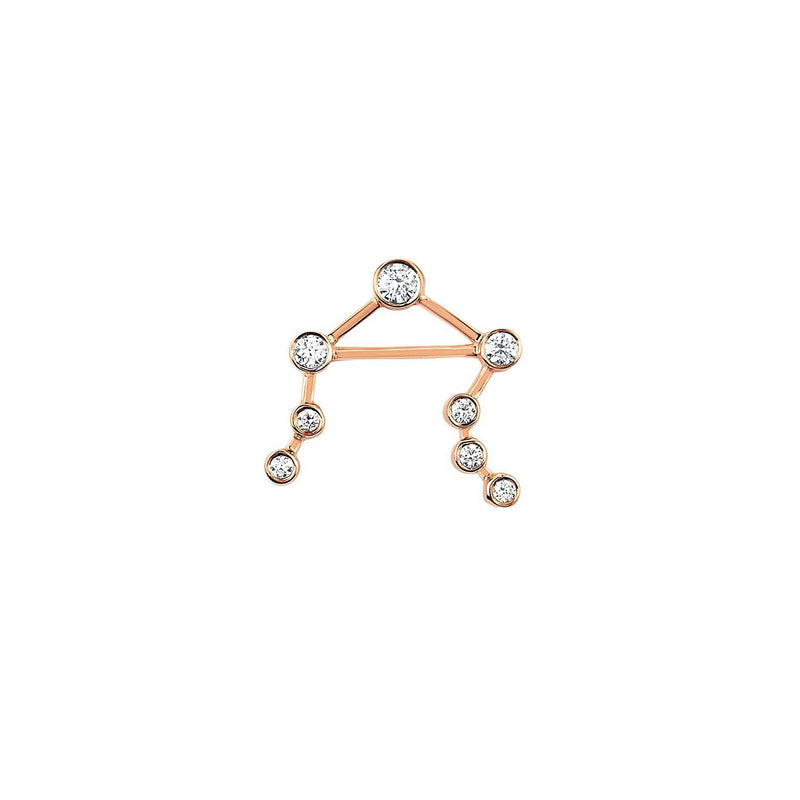 Petite Libra Diamond Constellation Studs Rose Gold Single Left by Logan Hollowell Jewelry