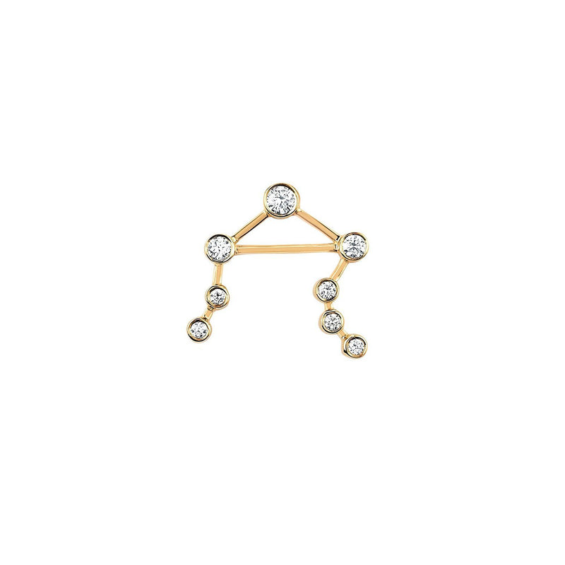 Petite Libra Diamond Constellation Studs Yellow Gold Single Left by Logan Hollowell Jewelry