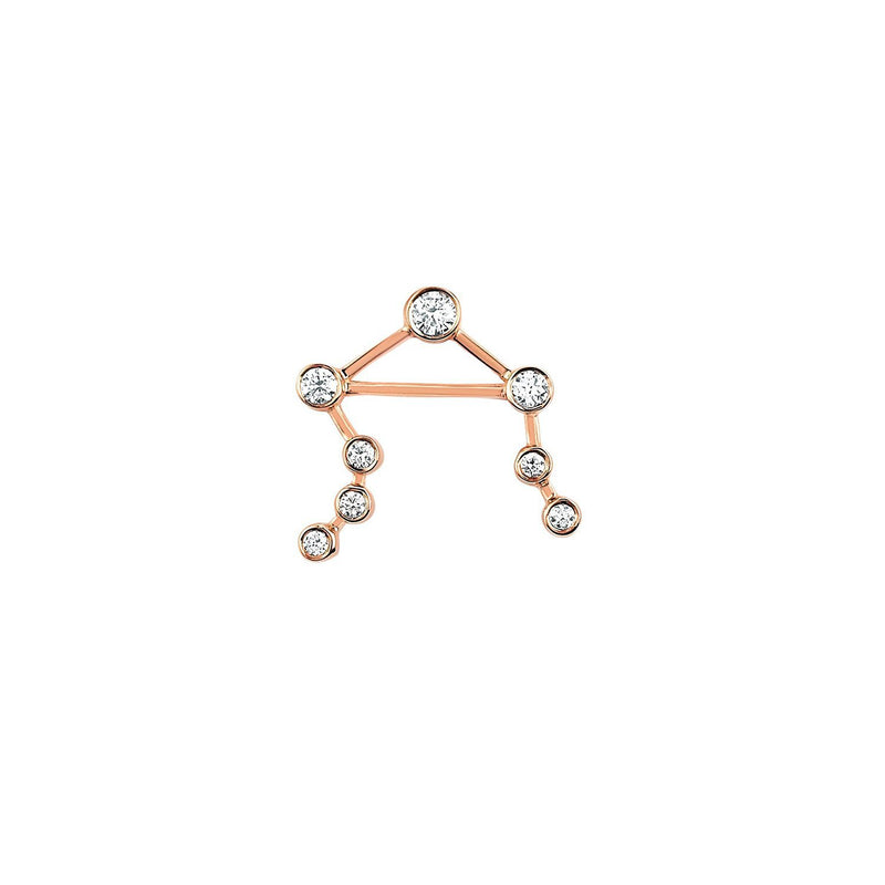 Petite Libra Diamond Constellation Studs Rose Gold Single Right by Logan Hollowell Jewelry